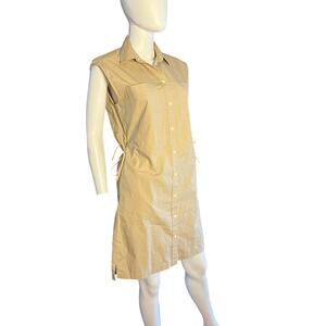 Gap Khaki Tan Cotton Poplin Sleeveless Cutout Back Collared Shirt Dress XS